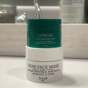 Bundle of 2: ‘Fresh’ Rose Face Mask & ‘LANEIGE’ Cica Sleeping Mask —Travel Sizes